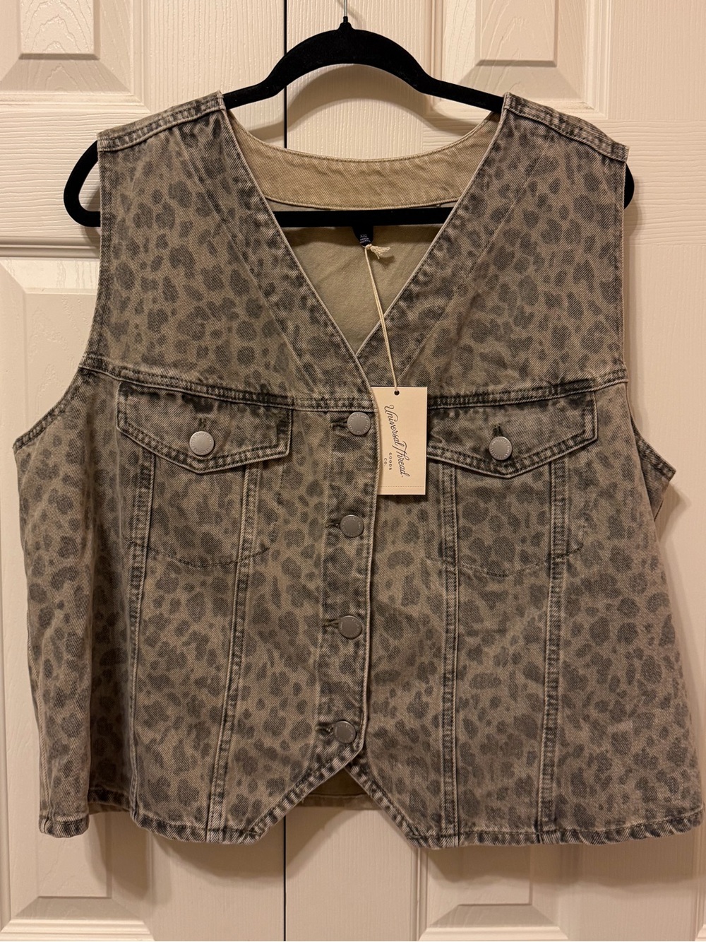 Cheetah Print Universal Thread Sleeveless Denim Vest